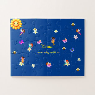Märchen und Blume Puzzle, personalisierter Name Puzzle