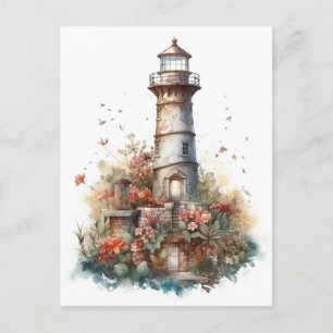 Märchen-Wasserfarben-Leuchtturm Postkarte