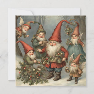 Märchen-Weihnachtsgnome im Wald Feiertagskarte