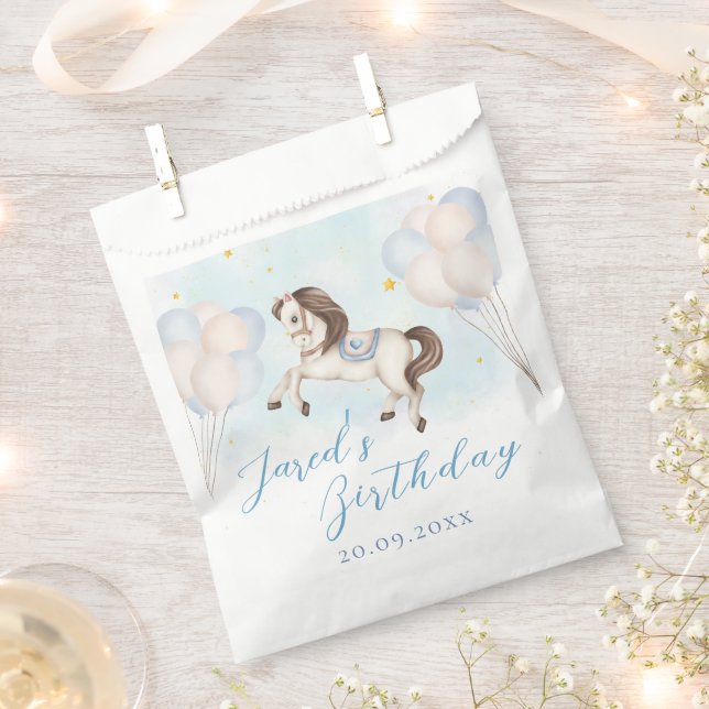 Märchenbaby Pony Blue Ballons zum Geburtstag Geschenktütchen (Ausgeschnitten)