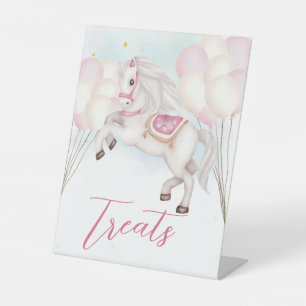 Märchenbaby Pony Rosa Ballons Leckereien Sockelschild
