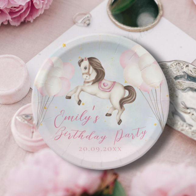 Märchenbaby Pony Rosa Ballons Stars Geburtstag Pappteller (Von Creator hochgeladen)