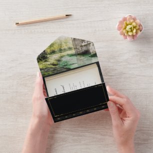 Märchenbuch-Hochzeitseinladung am Flussufer All In One Einladung