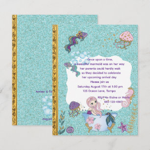 Märchenbuch-Meerjungfrau-Baby-Shower-Digital-Downl Einladung