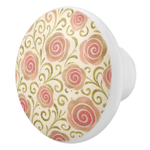 Märchenbuch Prinzessin Rosen in Rosa und Gold Keramikknauf