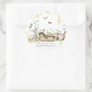 Märchenbuch   Wald Baby Shower Runder Aufkleber