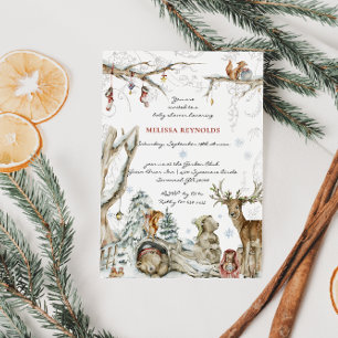 Märchenbuch   Winterliche Wald-Babyshower Einladung