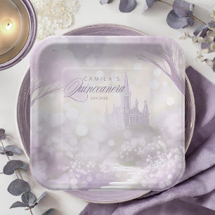 Märchengarten Burg Quinceanera Lilac ID1030 Pappteller