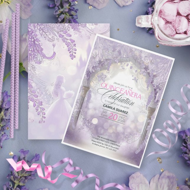 Märchengarten Quinceanera Lavender/Lilac ID1030 Einladung (Von Creator hochgeladen)