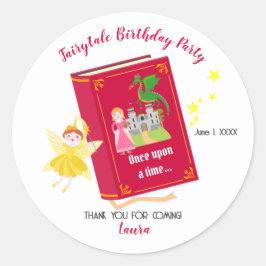 Märchengeschichten Girl's Birthday Party Runder Aufkleber