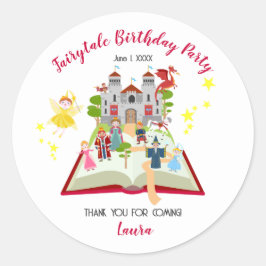 Märchengeschichten Girl's Birthday Party Runder Aufkleber