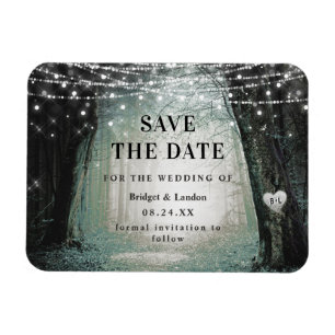 Märchenhaft bezauberter Wald Save the Date grün Magnet