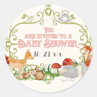 Märchenhafte Baby-Shower-Einladungskarten für Mädc Runder Aufkleber