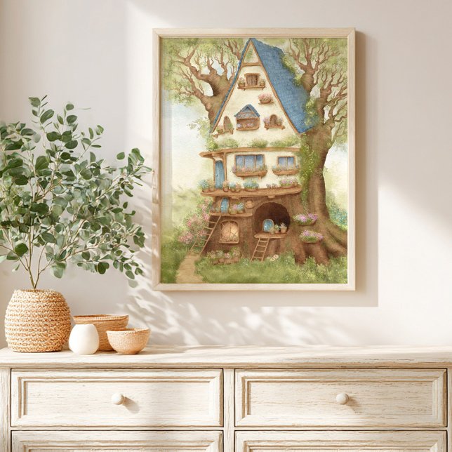 Märchenhafte Baumhaus-Geschichtenbuch-Kinderposter Poster (Von Creator hochgeladen)
