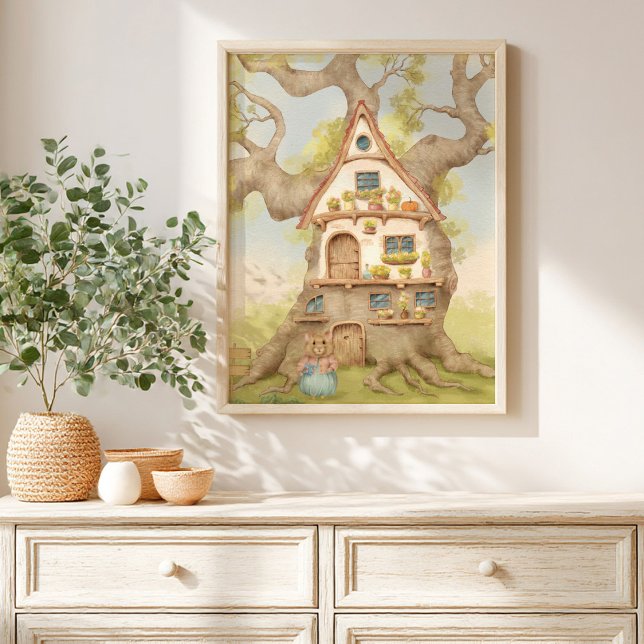 Märchenhafte Baumhaus-Geschichtenbuch-Kinderposter Poster (Von Creator hochgeladen)