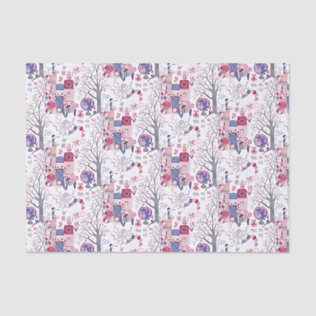 Märchenhafte Bücher und magische Kreaturen weiß Seidenpapier (Vorderseite)