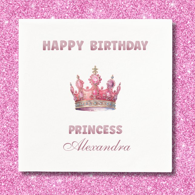 Märchenhafte Crown Pink Girl's Princess Birthday Serviette (Von Creator hochgeladen)