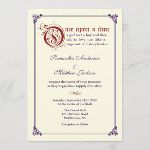 Märchenhafte Hochzeitseinladung - Rot/Purple Einladung