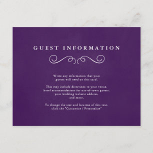 Märchenhafte Hochzeitstippkarten in Royal Lila Begleitkarte