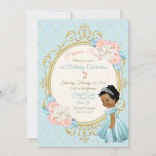 Märchenhafte Königliche Prinzessin Rosa Aqua Mädch Einladung