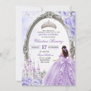 Märchenhafte lila Prinzessin Quinceanera Einladung