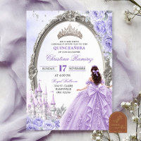 Märchenhafte lila Prinzessin Quinceanera Einladung
