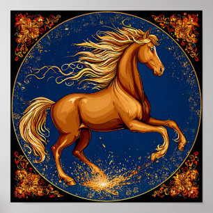 🐴Märchenhafte Pferde Elegante Fantasie Szene Poster