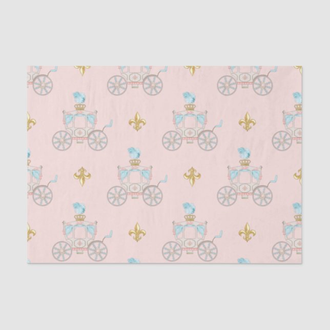 Märchenhafte Princess Carriage Blush Gold Aqua Seidenpapier (Vorderseite)