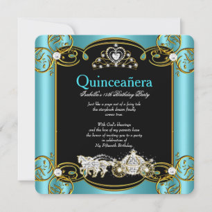 Märchenhafte Quinceanera 15. Geburtstag Türkis Bla Einladung