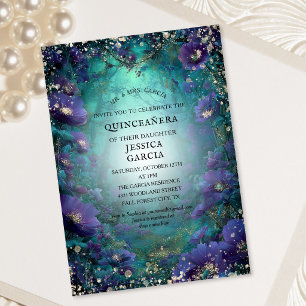 Märchenhafte Sommerfee Verzauberter Wald  Quinceañ Einladung