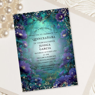 Märchenhafte Sommerfee Verzauberter Wald  Quinceañ Einladung