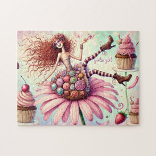 Märchenhafte Törtchen-Fee Girlie Girl Garten Puzzle