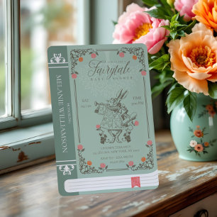 Märchenhafte Vintage Alice im Wunderland Grünes Bu Einladung