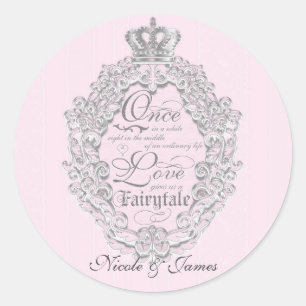 Märchenhafte Vintage Prinzessin Rosa Hochzeit Aufk Runder Aufkleber