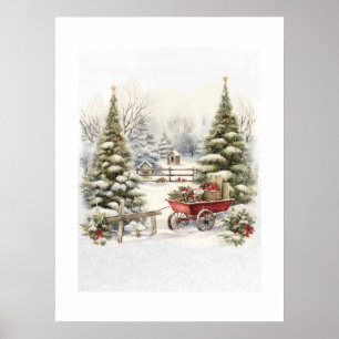 Märchenhafte Winterlandschaft Kunstdruck Poster
