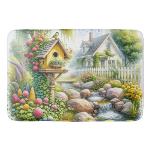 Märchenhafter Cottage-Garten-Vogelhaus-Bach Badematte