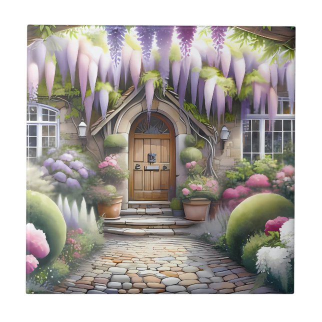 Märchenhafter Cottage-Gartenweg Fliese (Vorderseite)
