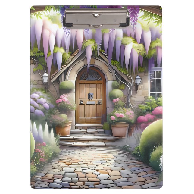 Märchenhafter Cottage-Gartenweg Klemmbrett (Vorderseite)