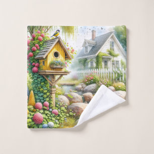 Märchenhafter Landhausgarten-Vogelhaus-Bach Badhandtuch Set