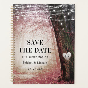 Märchenhafter verzauberter Wald Rosa Save The Date Planer
