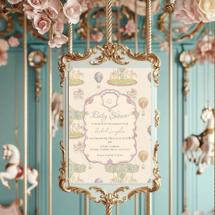 Märchenhafter Vintage-Vergnügungspark-Baby-Shower Einladung