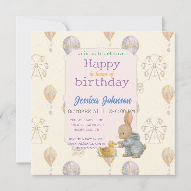 "Märchenhafter Vintager Vergnügungspark" Einladung (Vorderseite)