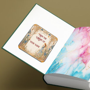 Märchenhaftes Buchzeichen für Ihr Kind Quadratischer Aufkleber