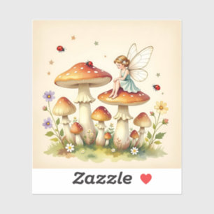 Märchenhaftes Cottage-Core-Vintage-Pilz-Motiv Aufkleber