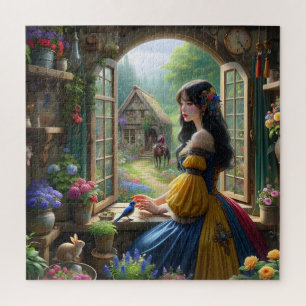 Märchenhaftes Cottage Prinzessin wartet auf ihren Puzzle
