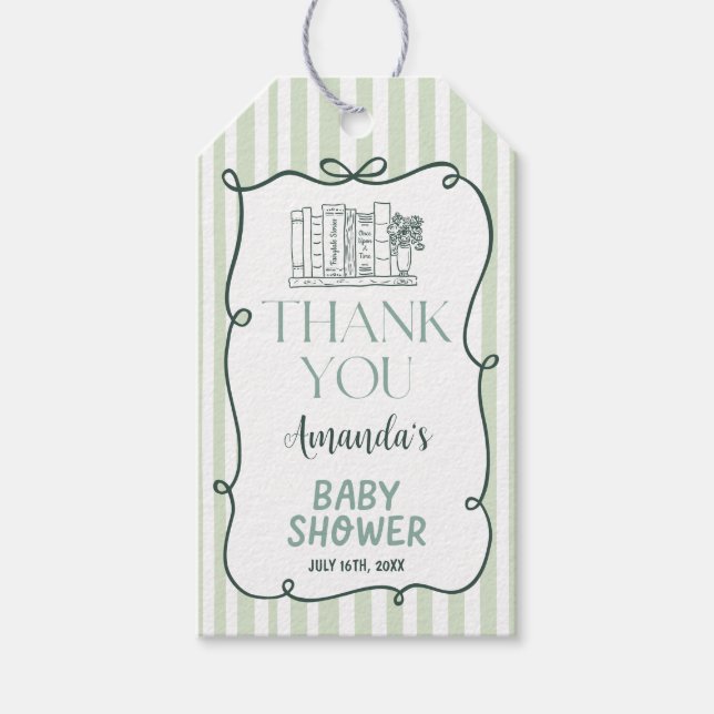 Märchenhaftes Grün Baby Shower Geschenkanhänger (Vorderseite)
