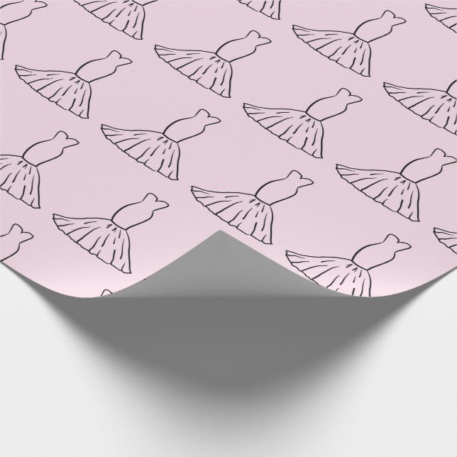 Märchenhaftes Hochzeitskleid Romantisches Rosa Nah Geschenkpapier (Ecke)