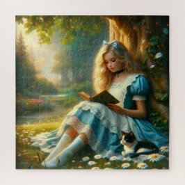 Märchenhaftes Mädchen, das in einem verzauberten W Puzzle