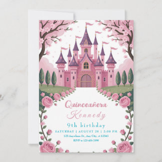 Märchenhaftes Pink Schloss Prinzessin Geburtstag Einladung