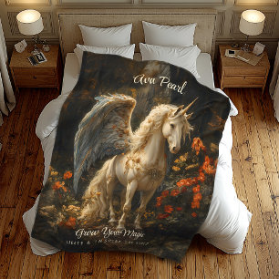 Märchenhaftes Vintage-Einhorn Fleecedecke